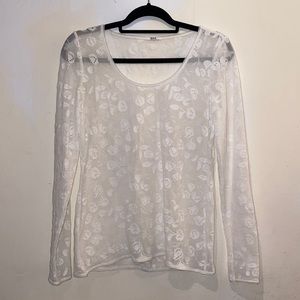 Wolford brand white floral viscose blouse size M